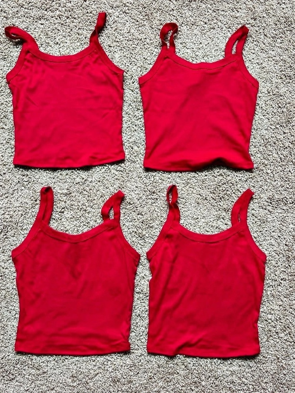 Bella + Canvas Women'Small Micro Rib Spaghetti Strap Tank 4-Pack Red Small